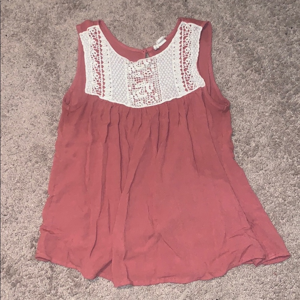 Maroon/Peach and Cream Lace Tank
